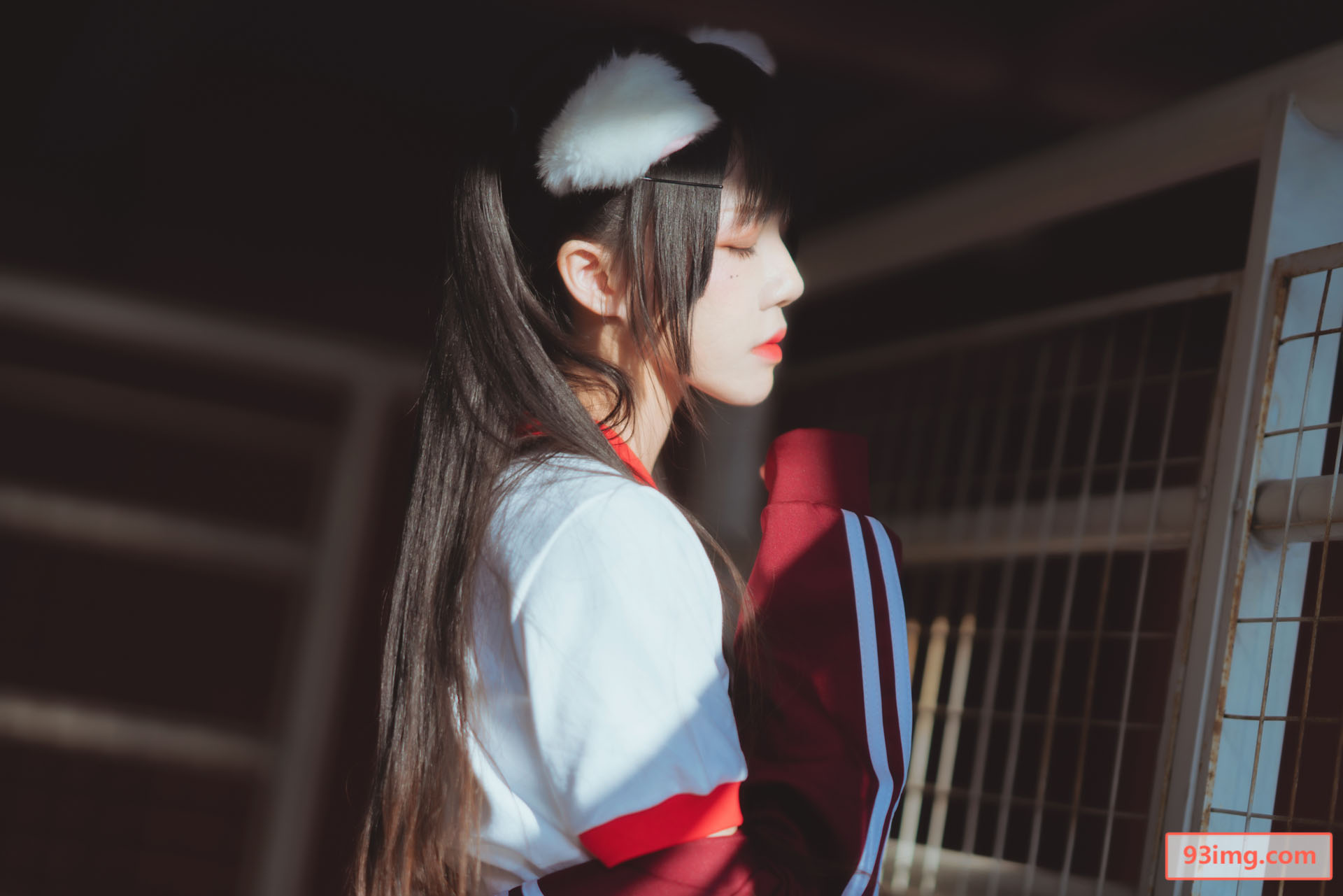 Coser 桜桃喵 红色体操服白丝写真套图 次元文化93img